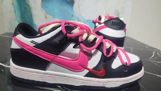 NIKE – Zapatillas Dunk Low Personalizadas "Multi-Swoosh" Panda Rosa Brillante
